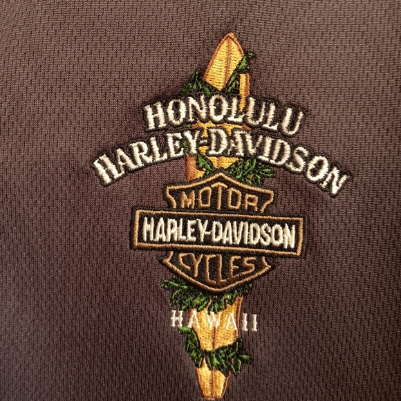 Harley Davidson Honolulu, Hawaii Polo Shirt Preowned Men's Size Large Gray Clr - Picture 3 of 8